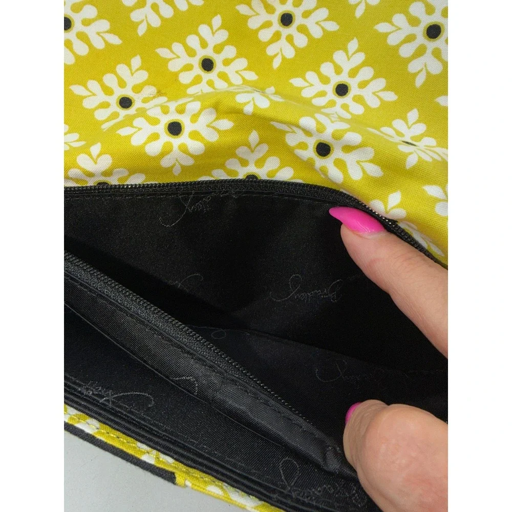 Vera Bradley Baroque Travel Organizer Wallet Black Yellow Floral Retired